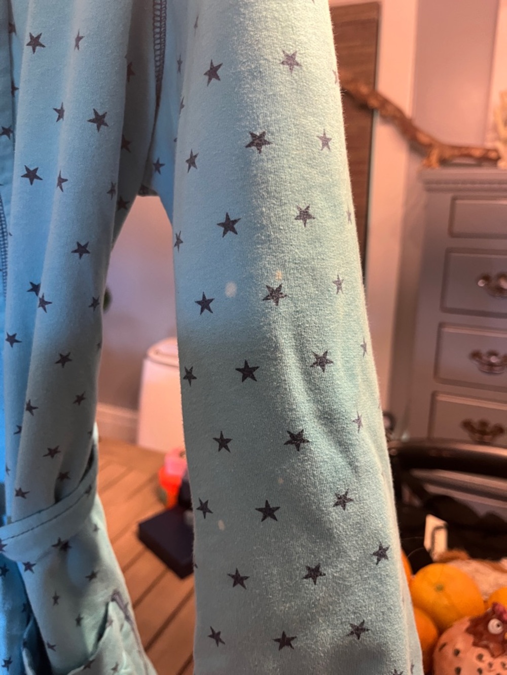 Xhilaration Teal Hooded Sleepwear Robe with Navy Trim - Picture 4 of 5